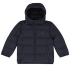 Boys Navy Logo Puffer Jacket, 1, hi-res