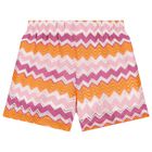 Girls Pink & Orange Zigzag Shorts Set, 2, hi-res