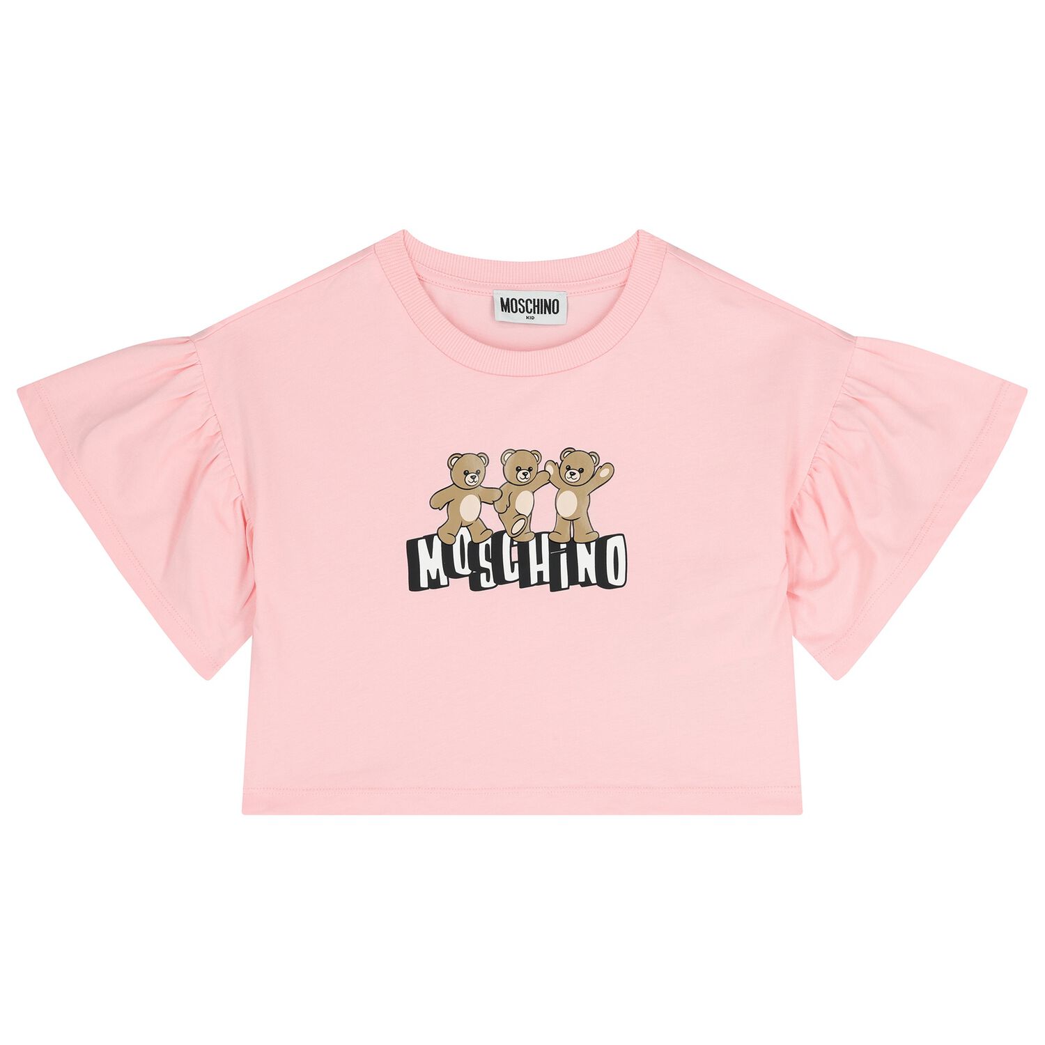 Girls Pink Teddy Bear Logo T-Shirt, 2, hi-res