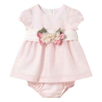 Baby Girls Pink Flower Dress Set