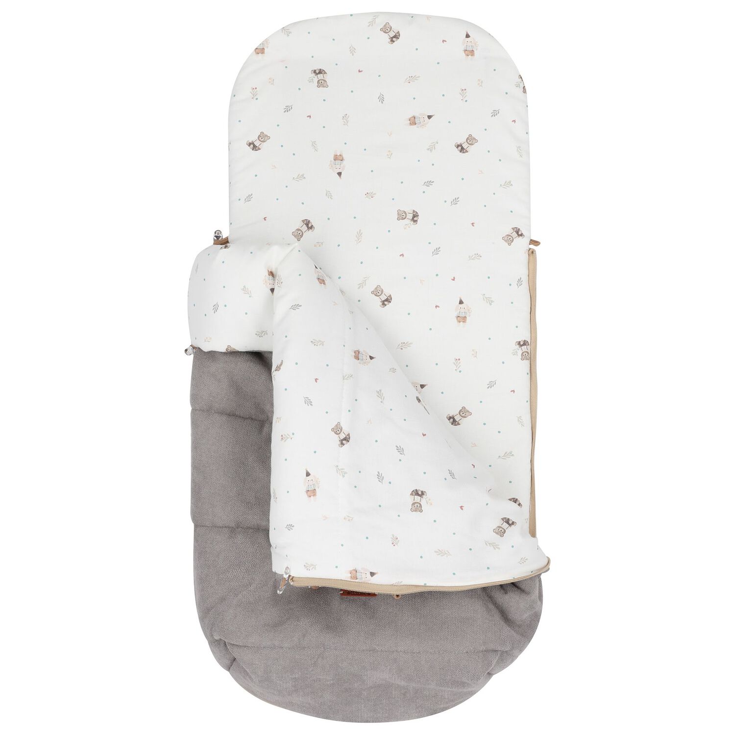 Ivory & Grey Teddy Bear Baby Nest , 1, hi-res