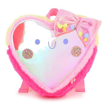 Girls Pink Heart Iridescent Backpack ( 22cm )