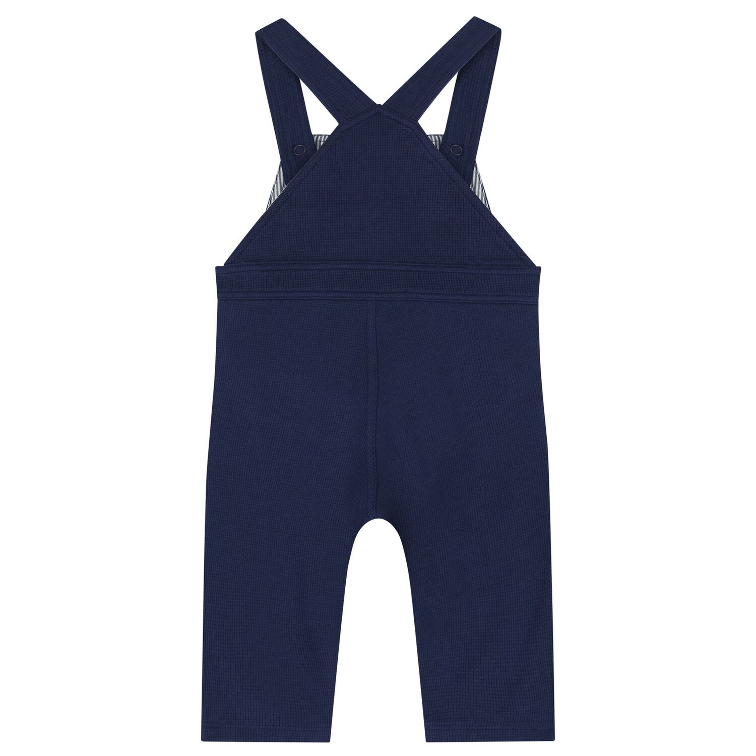 Baby Boys Ivory & Navy Blue Dungaree Set, 1, hi-res
