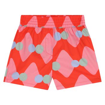 Younger Girls Red & Pink Diamond & Dot Shorts