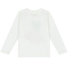 Younger Girls White Hearts Long Sleeve Top, 1, hi-res