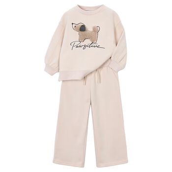 Girls Beige Puppy Tracksuit