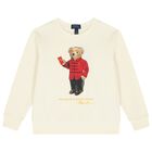 Boys Ivory Logo Polo Bear Swearshirt, 1, hi-res