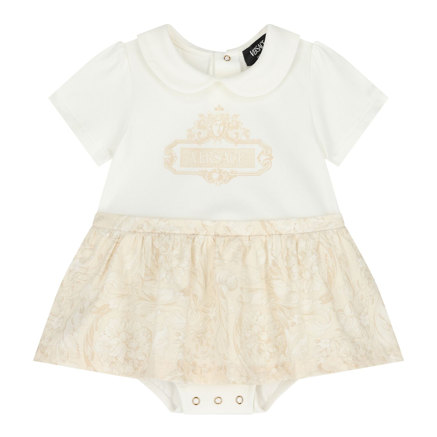 Baby Girls Ivory & Beige Whisper Barocco Dress, 1, hi-res