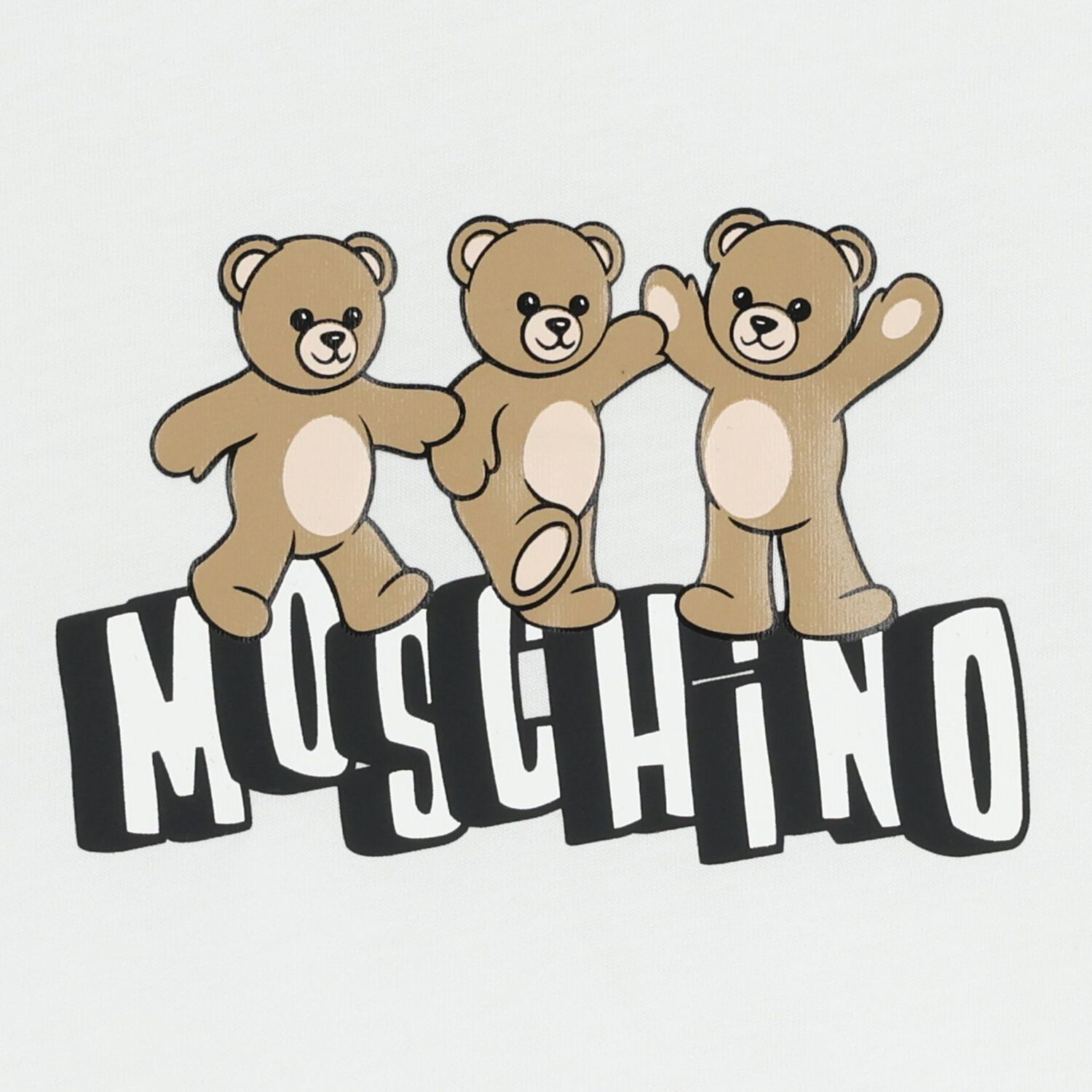 Girls White Teddy Bear Logo T-Shirt, 1, hi-res