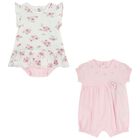 Baby Girls Pink & White Floral Romper Set, 1, hi-res