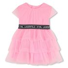 Girls Pink Logo Tulle Dress, 1, hi-res