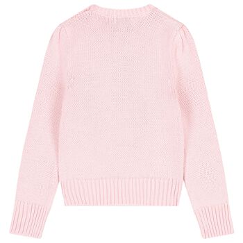 Girls Pink Logo Knitted Jumper, 1 Girls Pink Logo Knitted Jumper
