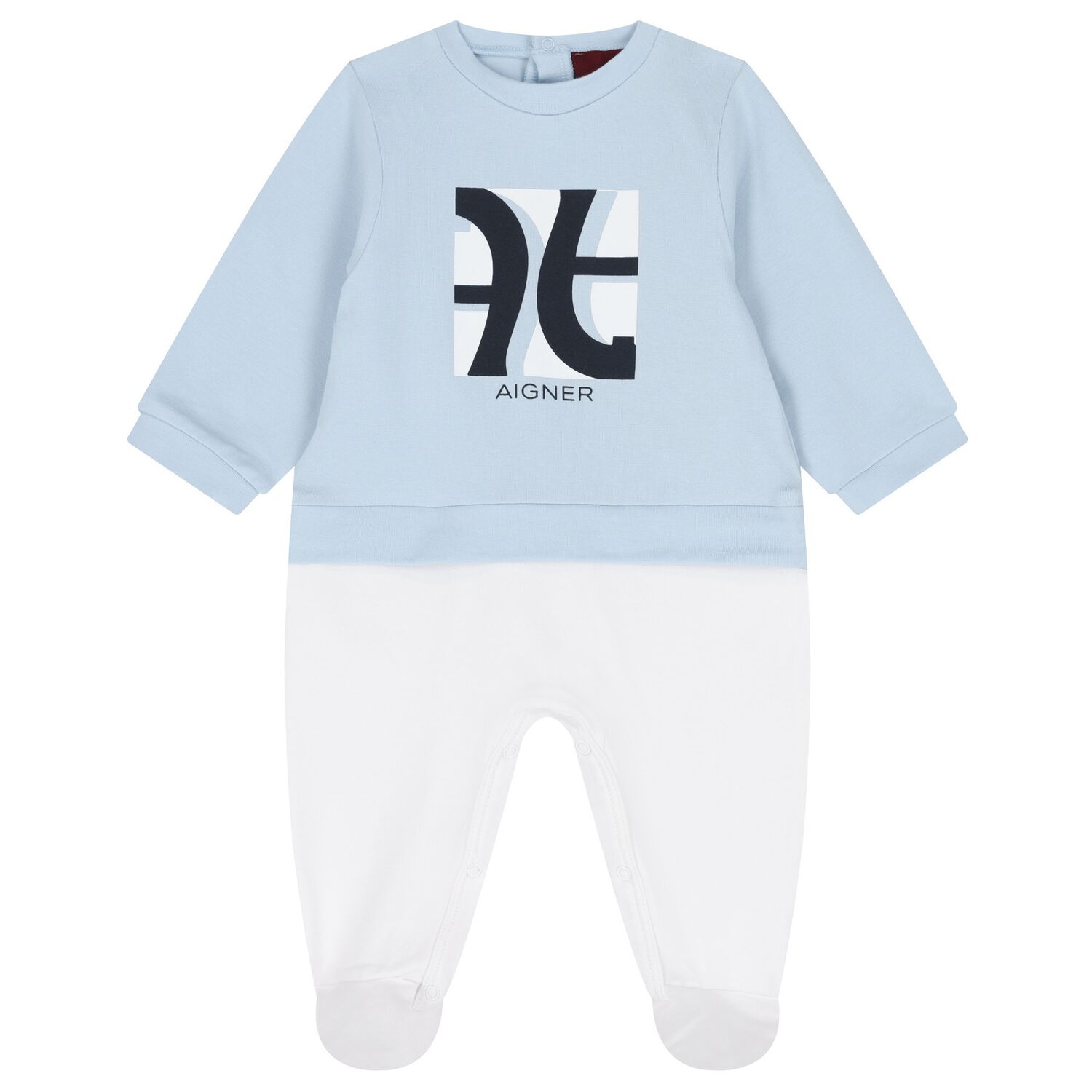 Baby Boys Blue & White Logo Babygrow, 1, hi-res