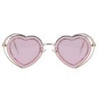 Girls Pink & Gold Heart Diamante Sunglasses, 1, hi-res