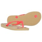 Girls Gold Hello Kitty Logo Flip Flops, 1, hi-res