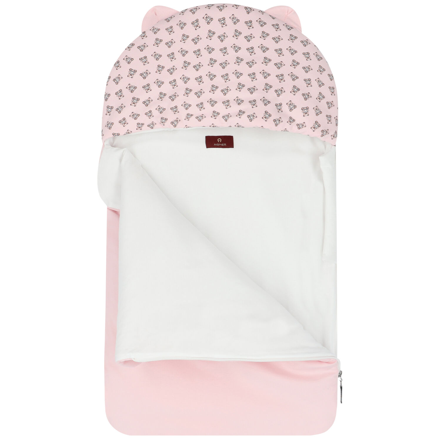 Baby Girls Pink & White Pima Cotton Logo Nest, 1, hi-res