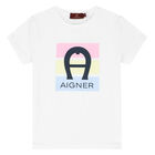 Girls White Logo T-Shirt, 1, hi-res