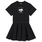 Girls Black Logo Dress, 1, hi-res