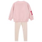 Girls Pink & Beige Floral Leggings set, 1, hi-res