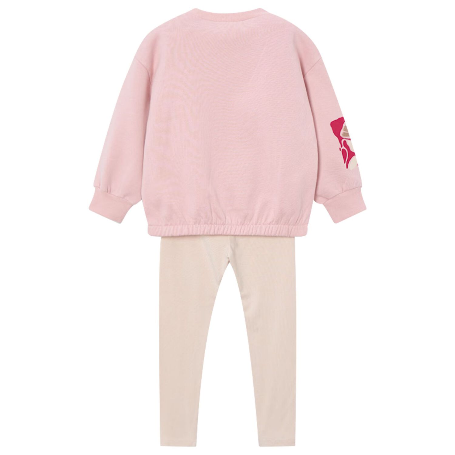 Girls Pink & Beige Floral Leggings set, 1, hi-res