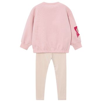 Girls Pink & Beige Floral Leggings set