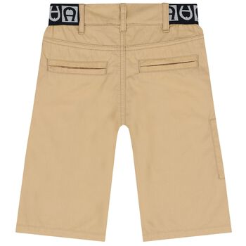 Boys Beige Logo Shorts