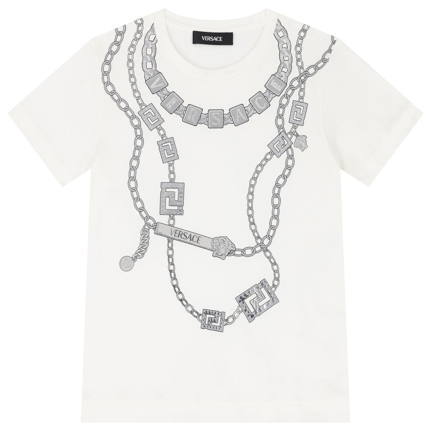 Girls Ivory Logo Chain T-Shirt, 1, hi-res