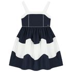 Girls Navy Blue & White Dress, 1, hi-res