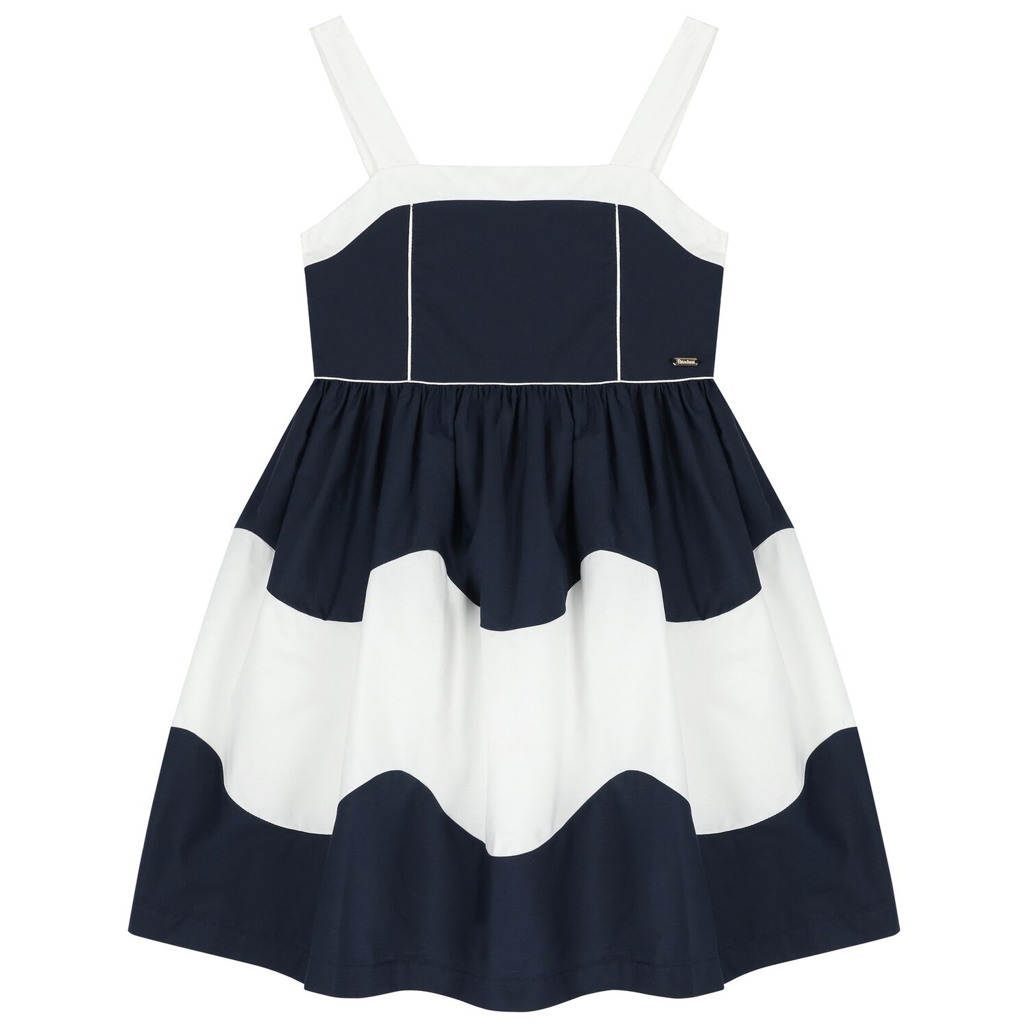 Girls Navy Blue & White Dress, 1, hi-res