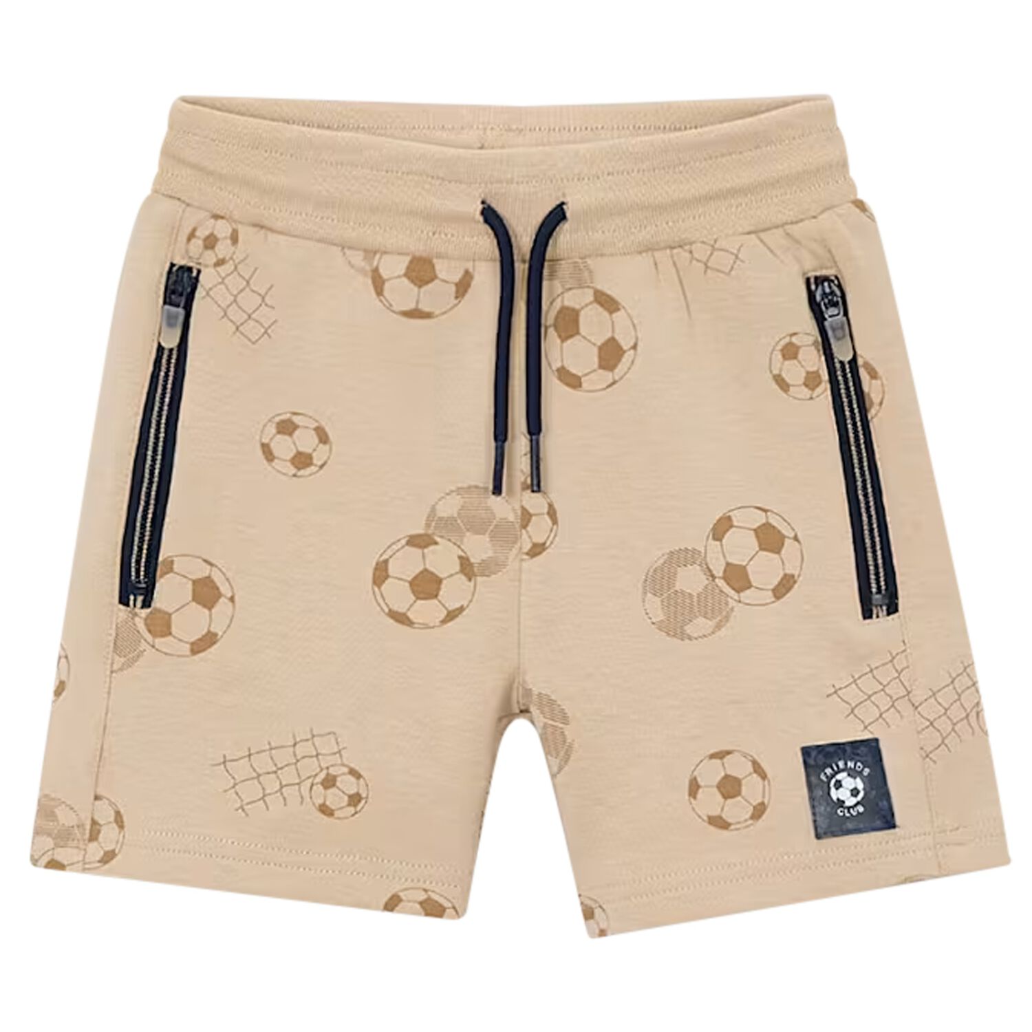Boys Beige Football Shorts, 1, hi-res