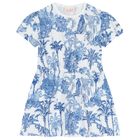 Girls White & Blue Jungle Dress, 1, hi-res
