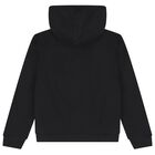 Boys Black Logo Hooded Zip Up Top, 1, hi-res