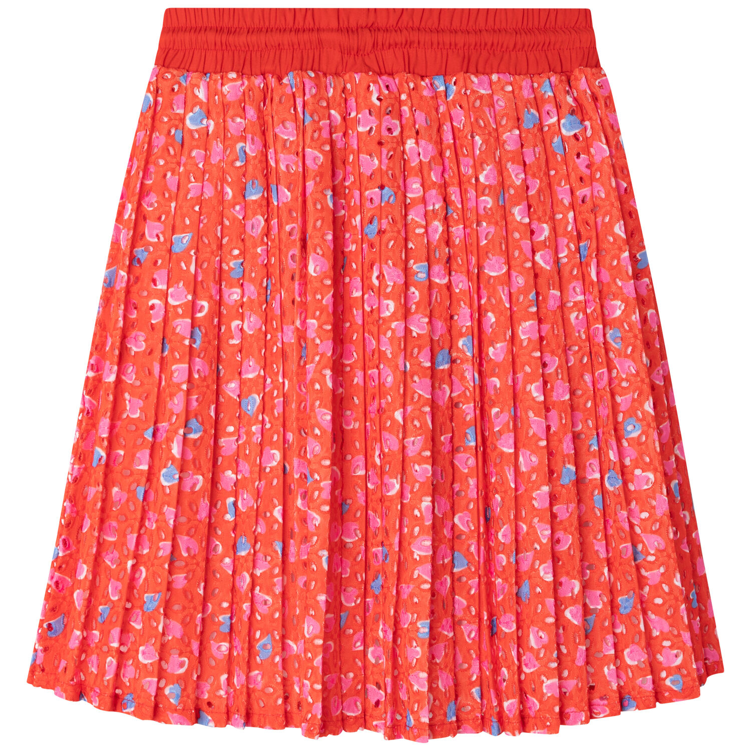 Girls Orange Pleated Skirt, 1, hi-res