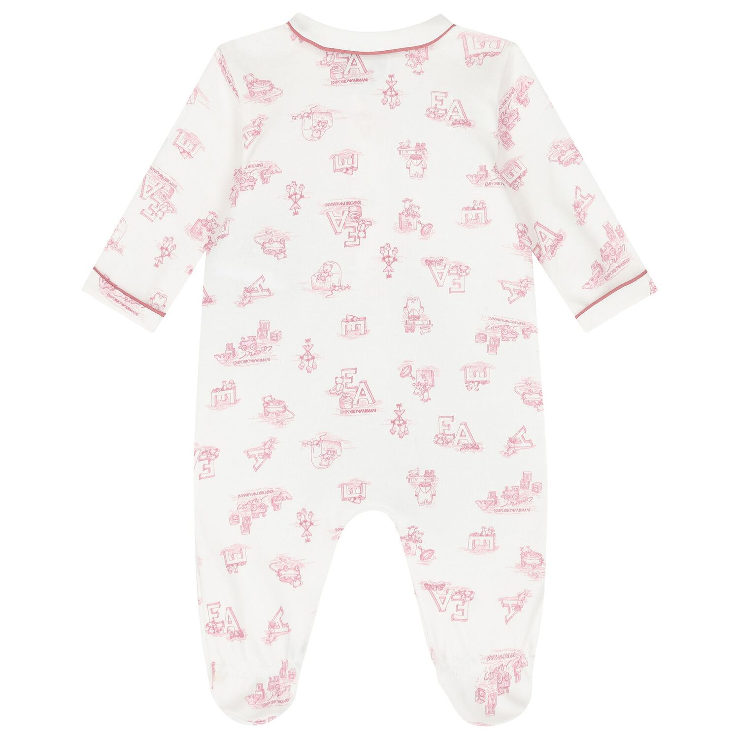 Baby Girls Ivory & Pink Logo Babygrow, 2, hi-res
