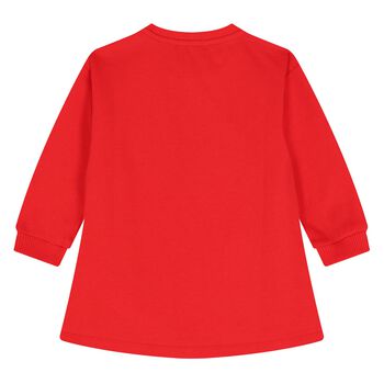 Younger Girls Red Teddy Bear Logo Dress