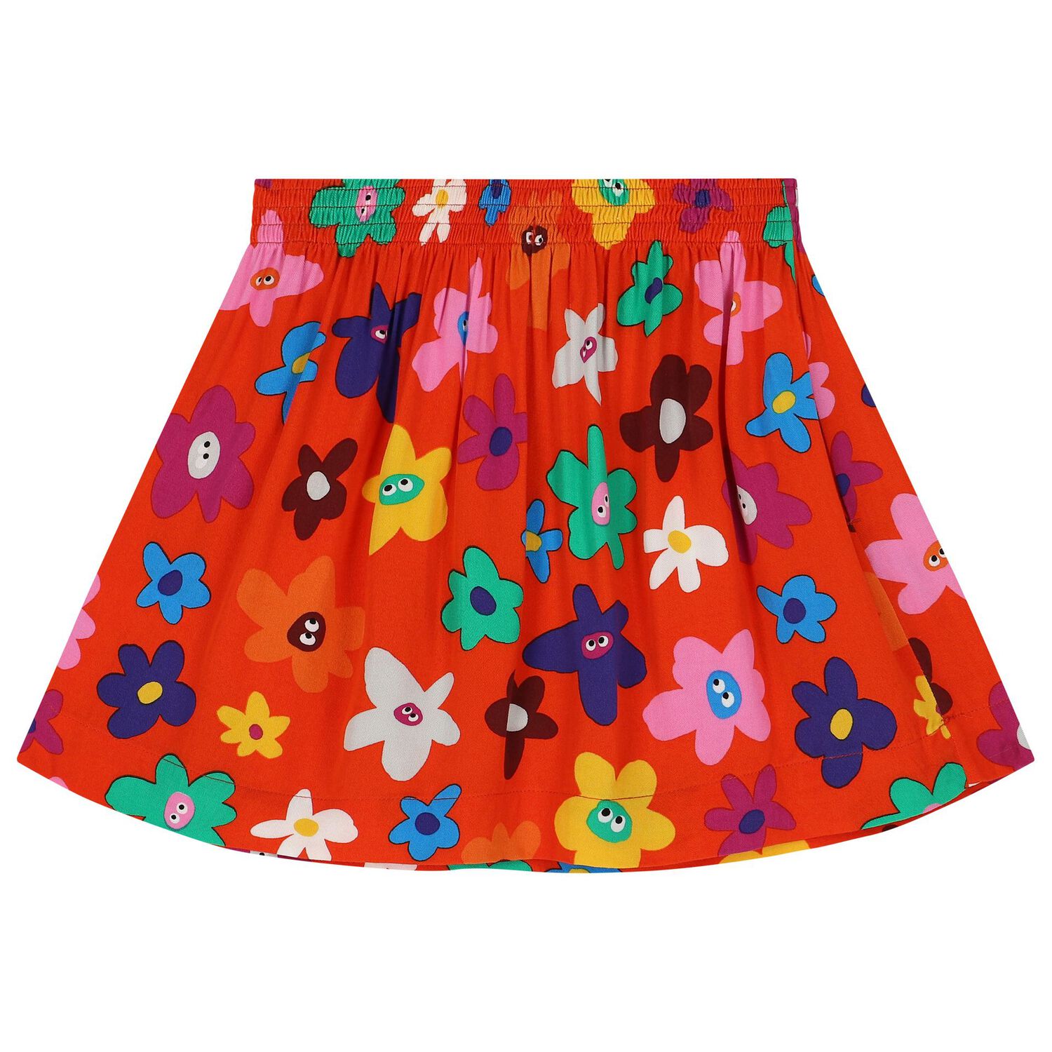 Girls Orange Floral Skirt, 1, hi-res