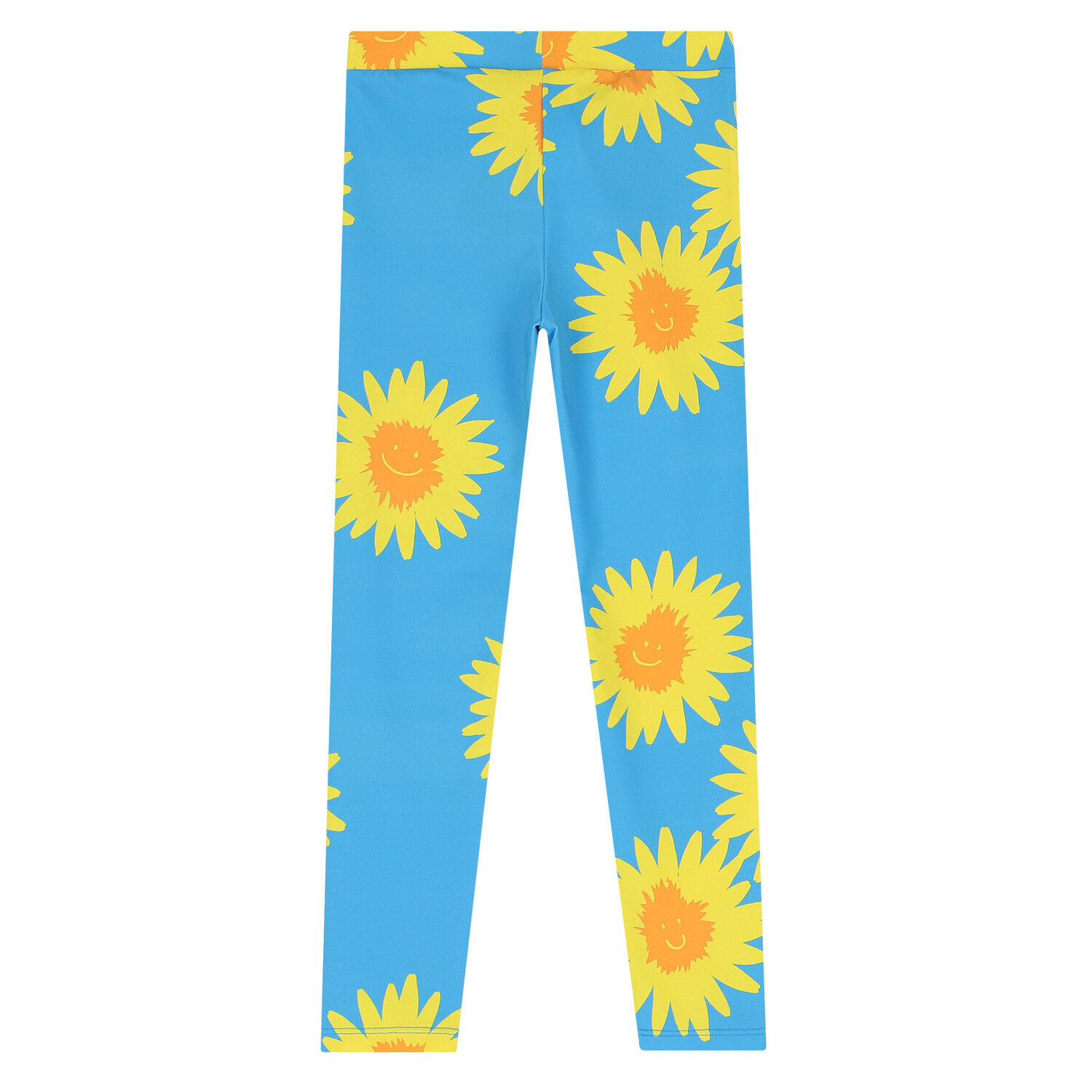 Girls Blue & Yellow Floral Leggings, 1, hi-res