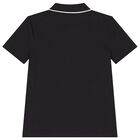 Boys Black Logo Polo Shirt, 1, hi-res