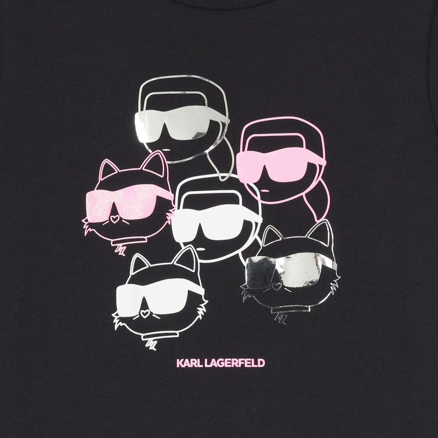 Girls Black Choupette & Karl T-Shirt Dress, 1, hi-res