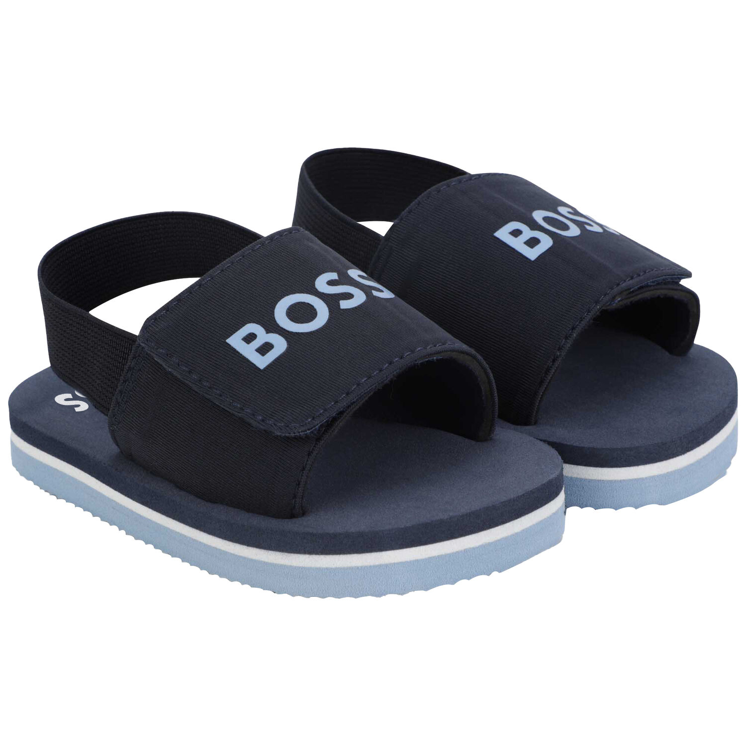 Younger Boys Navy Blue Logo Sandals, 2, hi-res