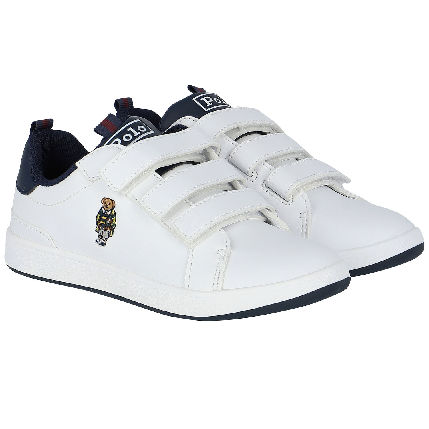 Boys White Logo Trainers, 2, hi-res