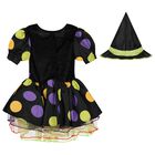 Younger Girls Black Halloween Witch Costume, 1, hi-res