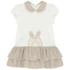 Baby Girls Ivory & Beige Mouse Dress, 1, hi-res