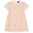 Girls Pink Logo Sequin Dress, 2, hi-res