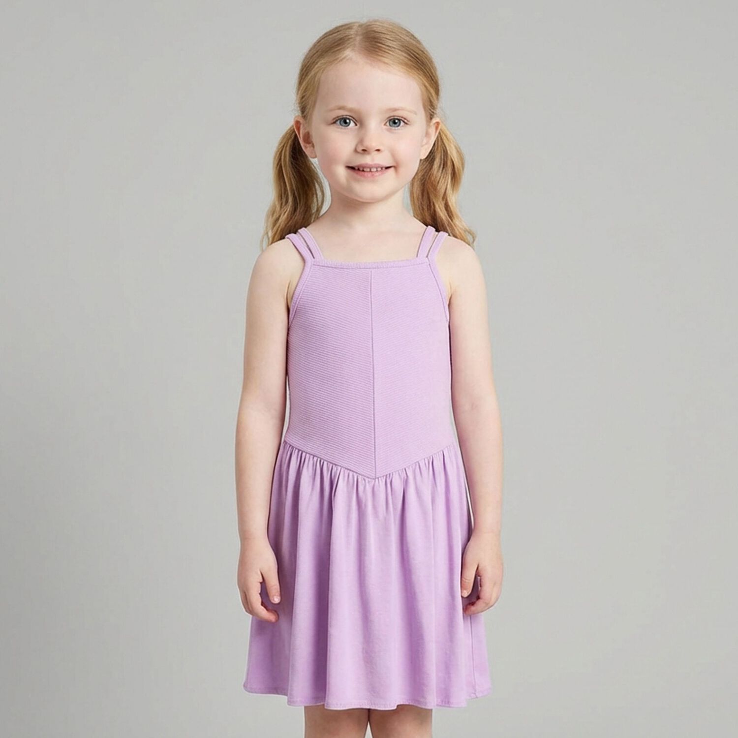 Girls Lilac Ribbed Dress, 1, hi-res