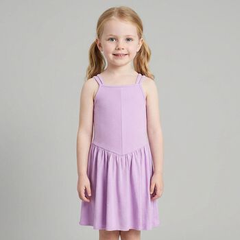Girls Lilac Ribbed Dress
