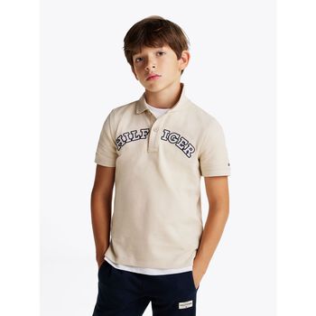 Boys Beige Logo Polo Shirt