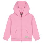 Girls Pink Logo Hooded Zip Up Top, 2, hi-res