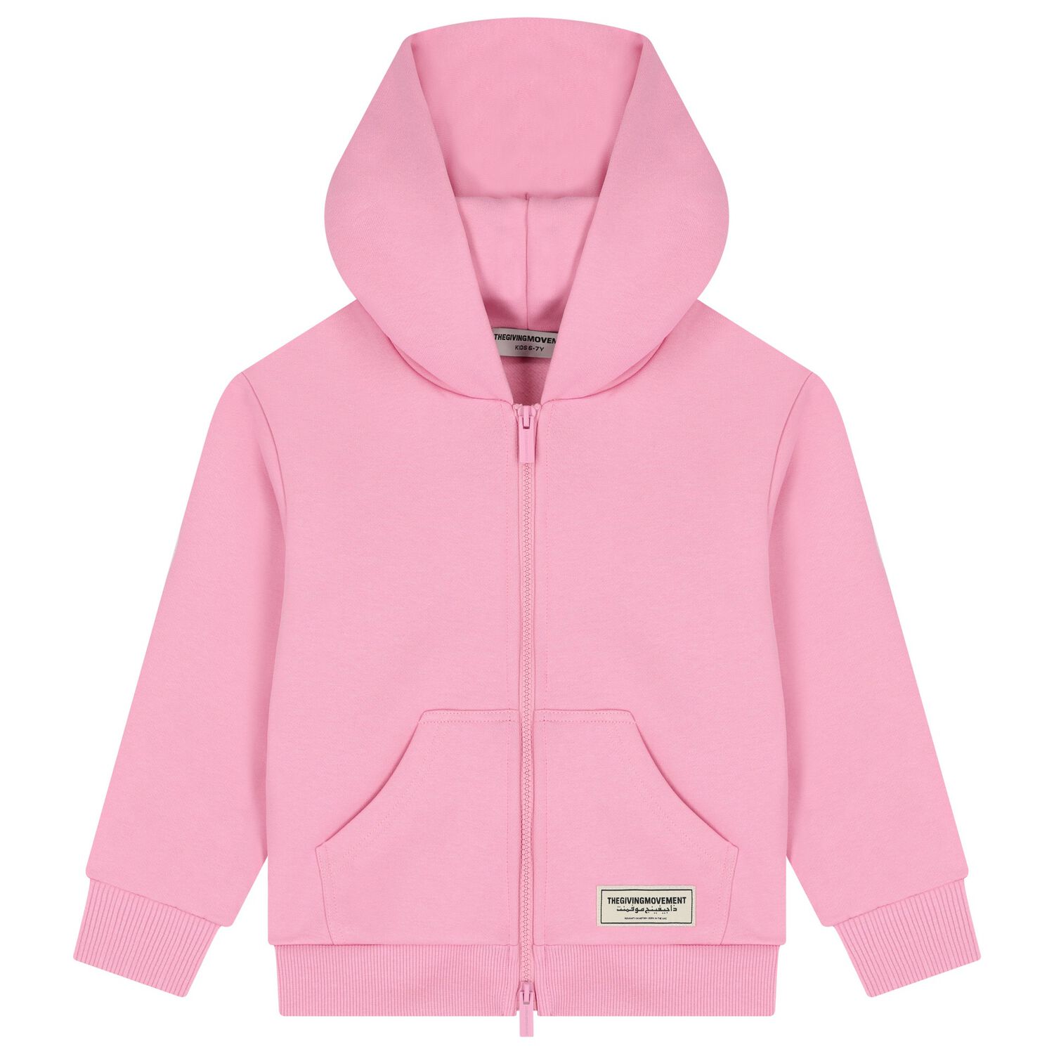 Girls Pink Logo Hooded Zip Up Top, 2, hi-res