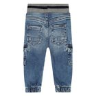 Younger Boys Blue Denim Logo Jeans, 1, hi-res
